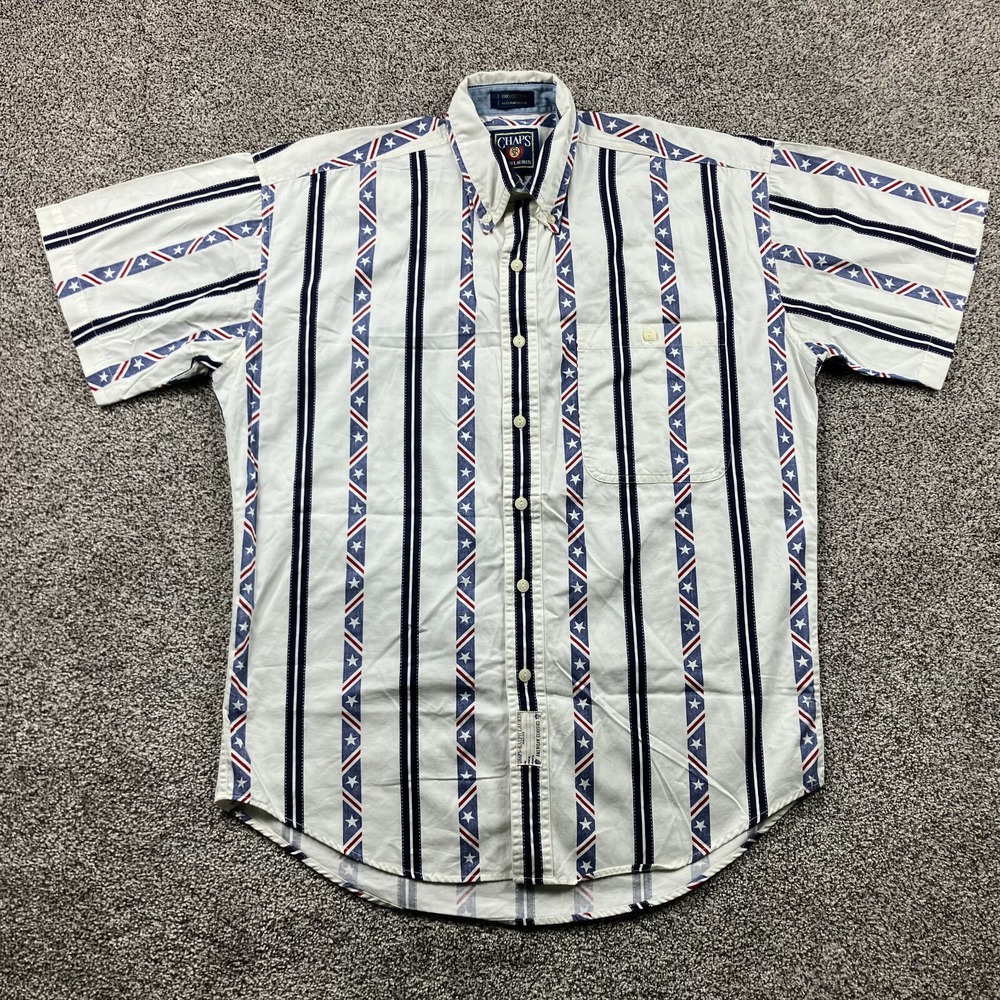 Vintage Chaps Ralph Lauren Shirt Size Medium Denim Preppy‎ Patriotic America USA